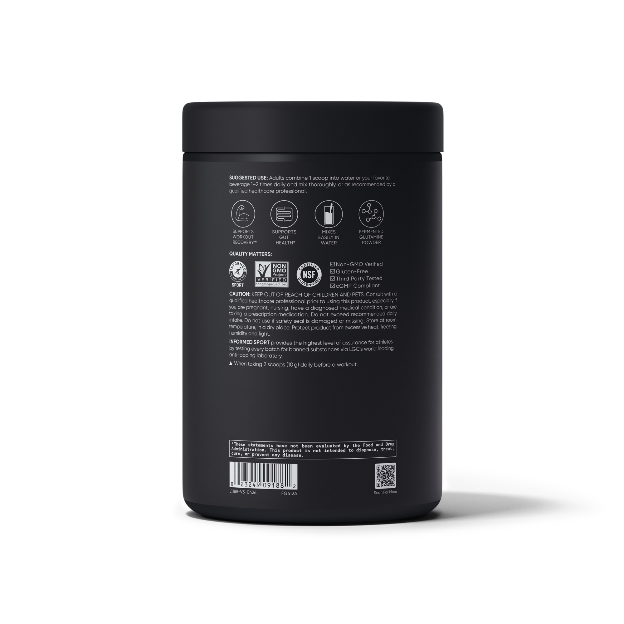 Sports Research L-Glutamine - left angle view