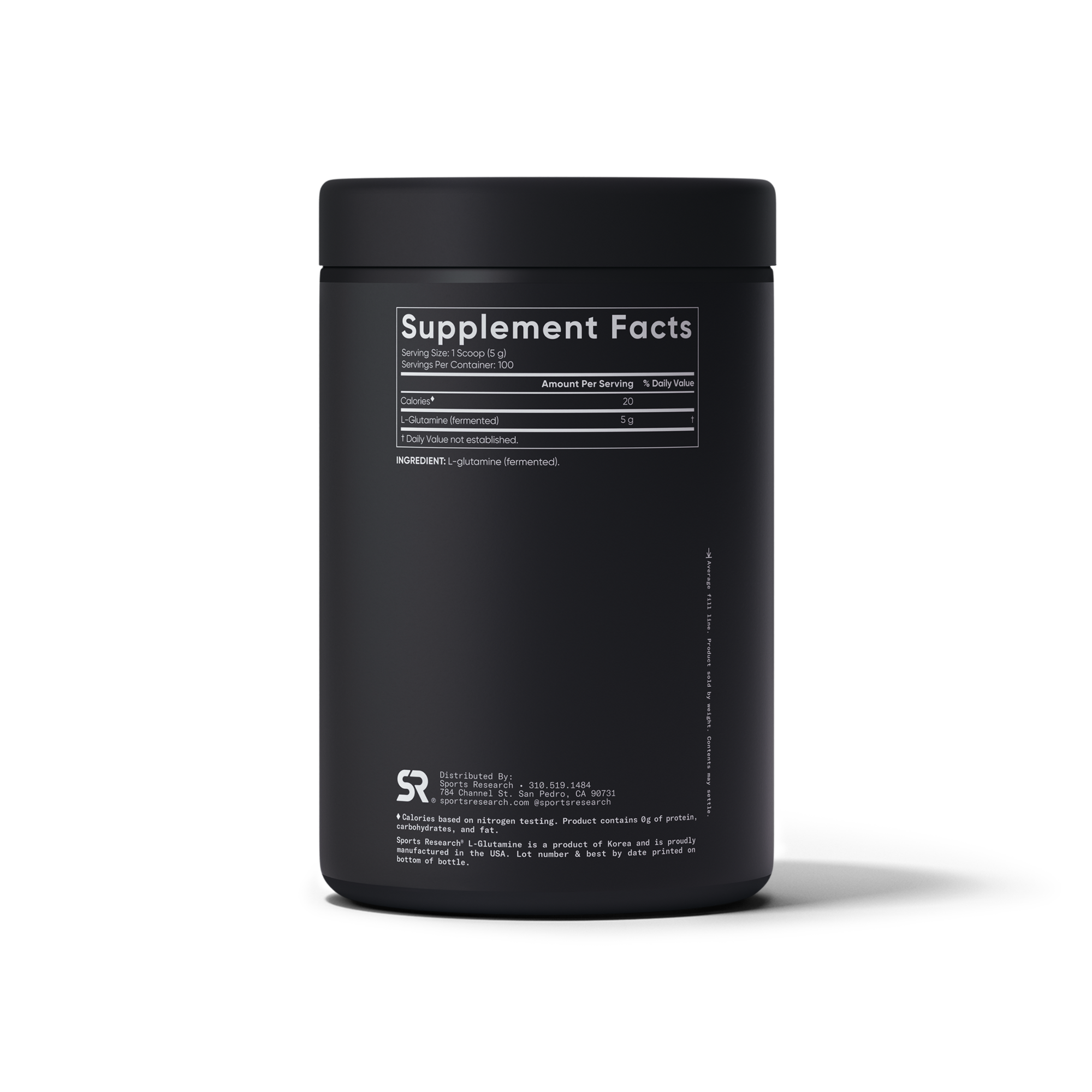 Sports Research L-Glutamine - right angle view