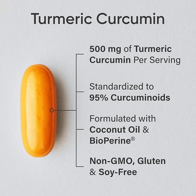Sports Research Turmeric Curcumin C3 Complex 500 Mg with 95% Curcuminoids, Bioperine and Organic Virgin Coconut Oil.120 Capsules