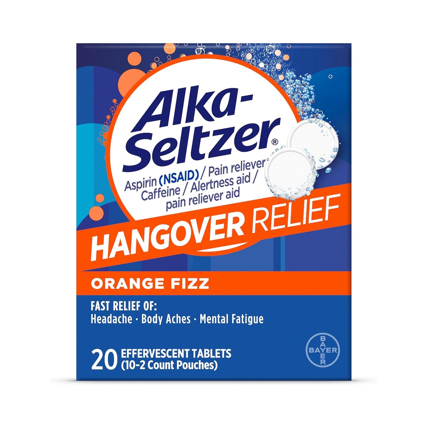 Alka-Seltzer Hangover Relief Orange Fizz 20ct - front of box