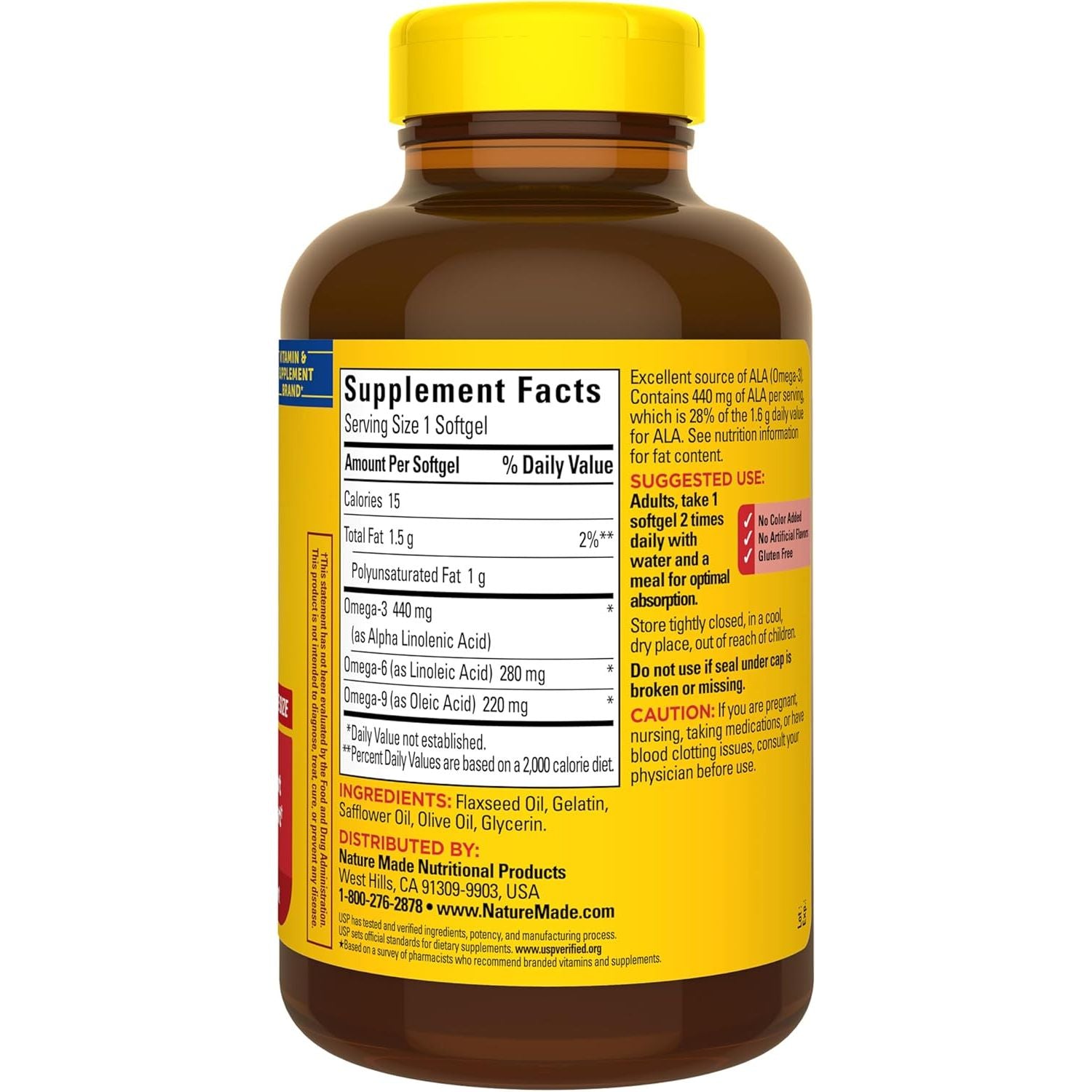 Nature Made Triple Omega 3-6-9 150ct - side of bottle