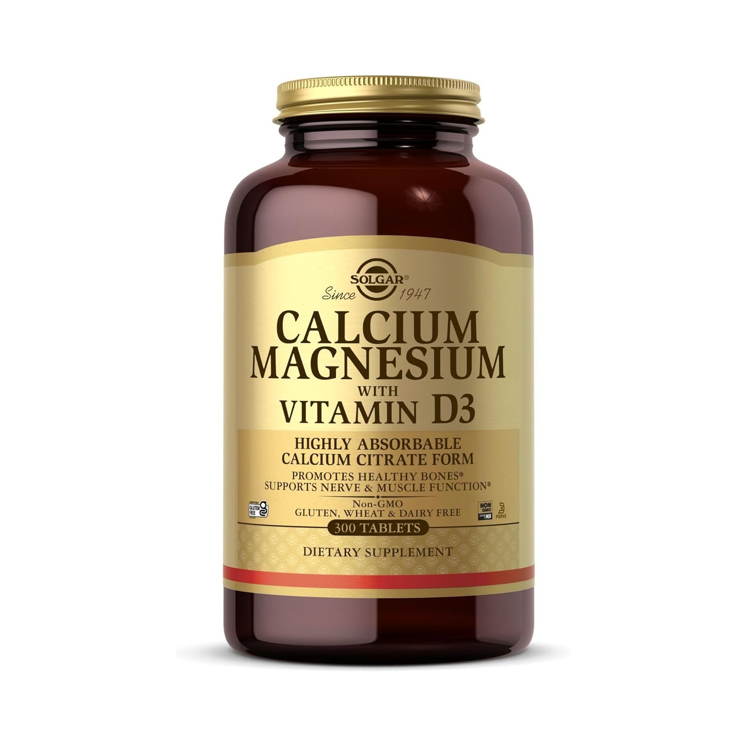 Solgar Calcium Magnesium with Vitamin D3 300ct - front of bottle