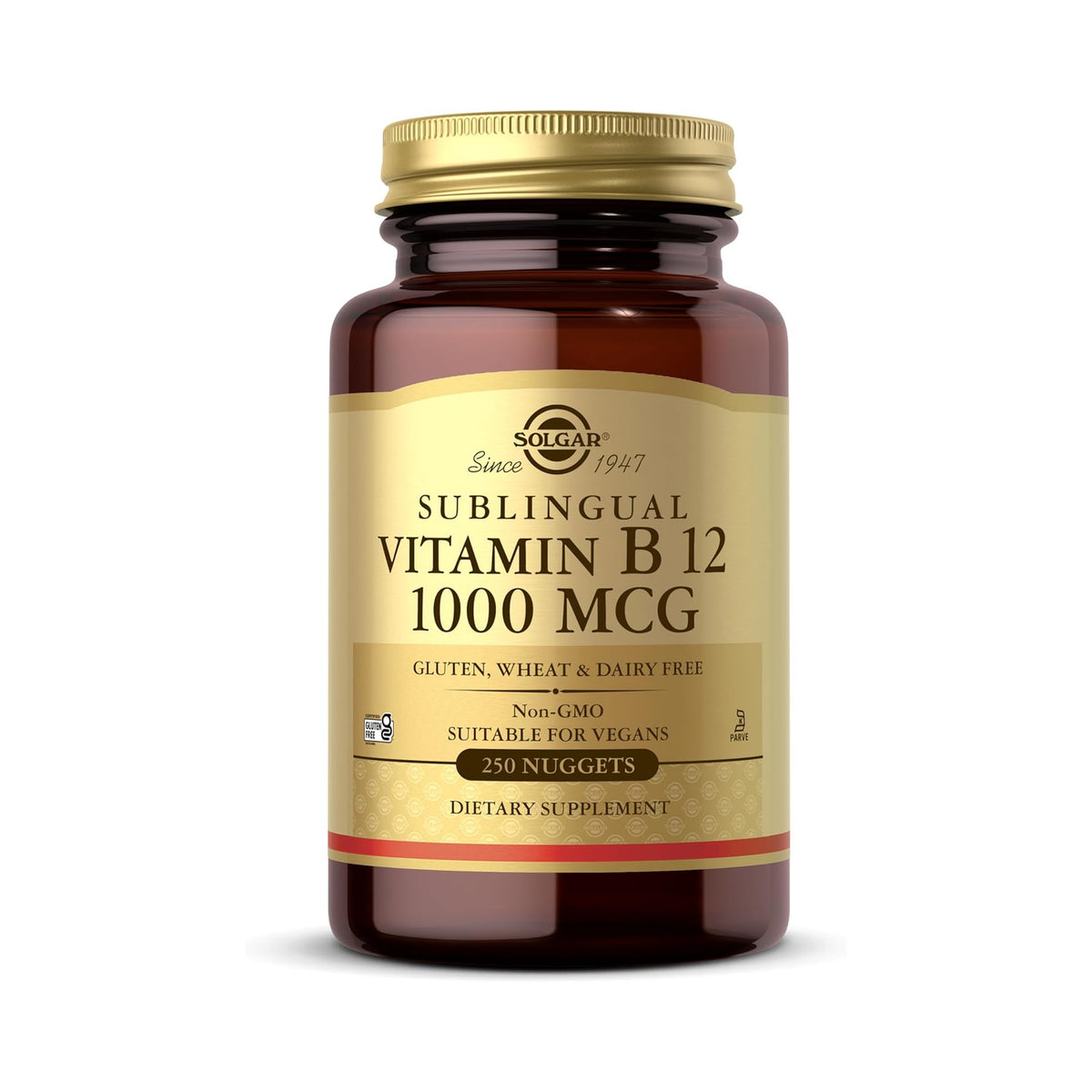 Solgar Sublingual Vitamin B12 1000mcg 250 Nuggets - front of bottle