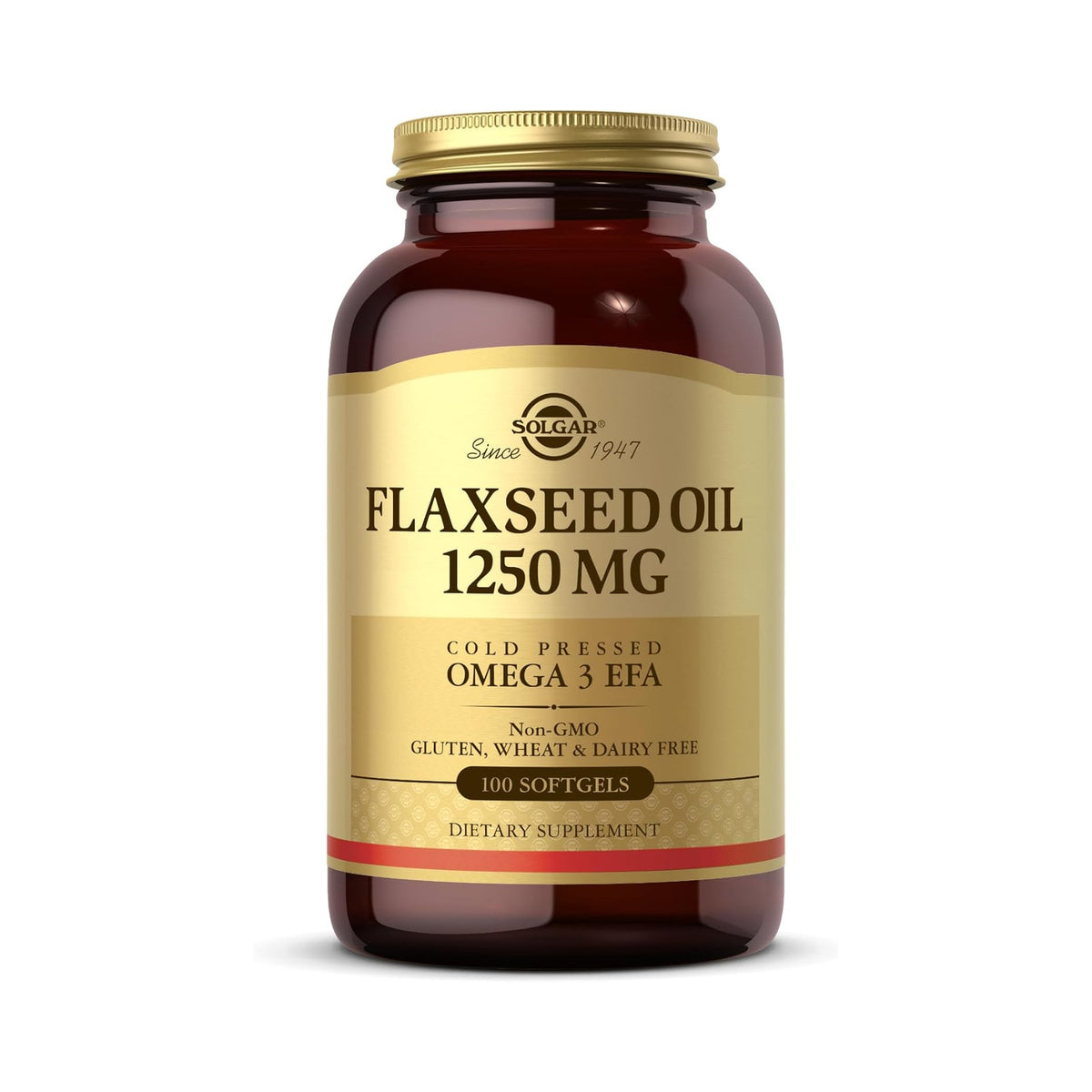 Solgar Flaxseed Oil 1250mg 100ct - front of bottle