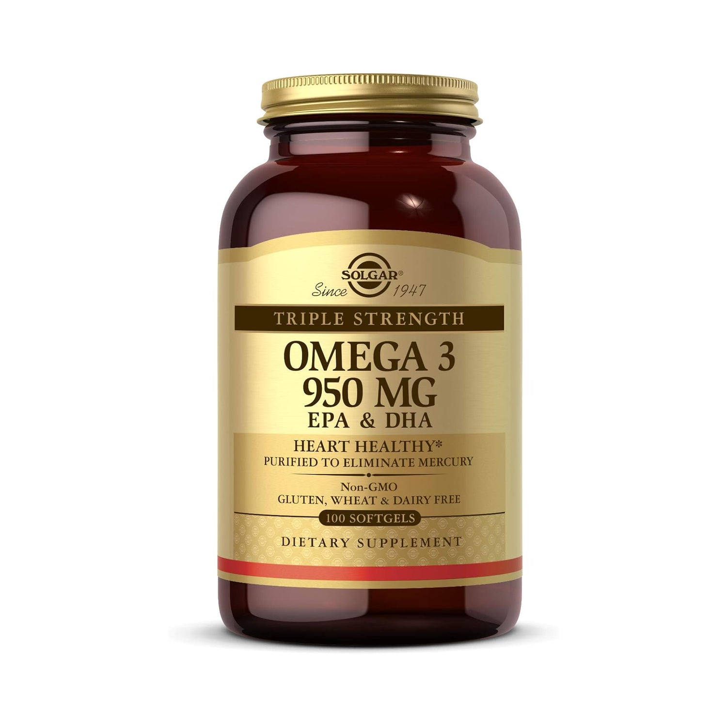 Solgar Omega-3 950mg 100ct - front of bottle