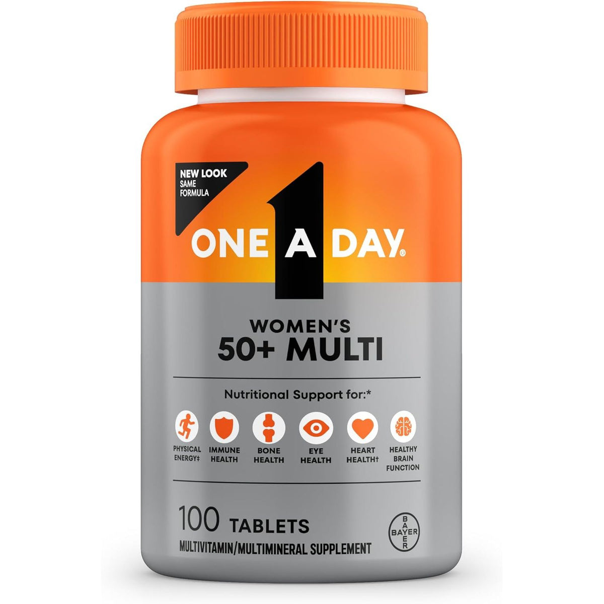 One A Day Women's 50 Plus Healthy Advantage Multivitamin 100ct - front of bottle