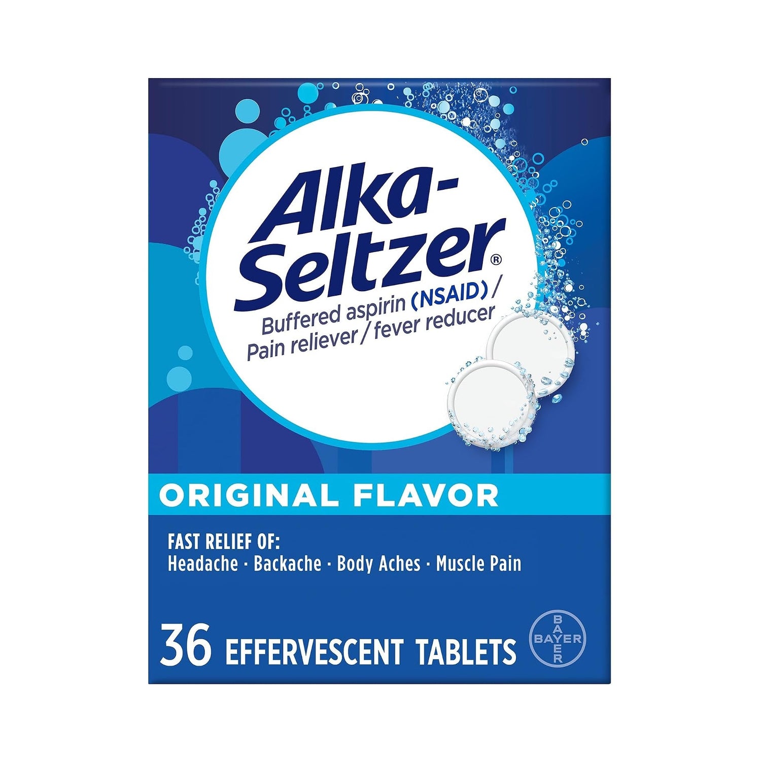 Alka-Seltzer Original Effervescent Tablets 36ct - front of box