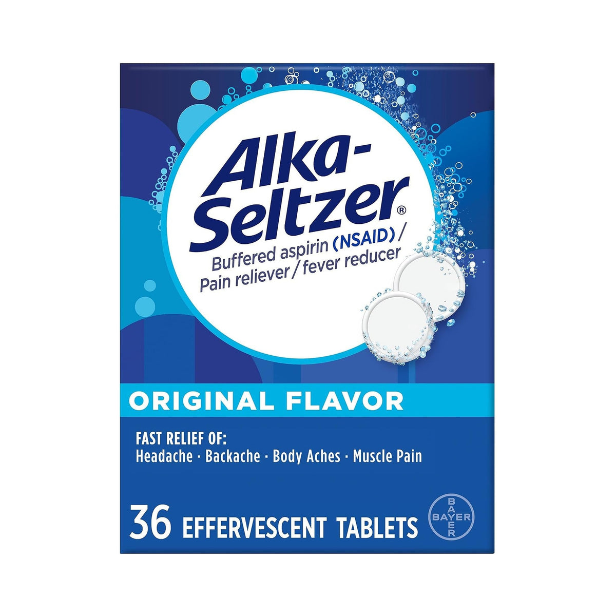 Alka-Seltzer Original Effervescent Tablets 36ct - front of box
