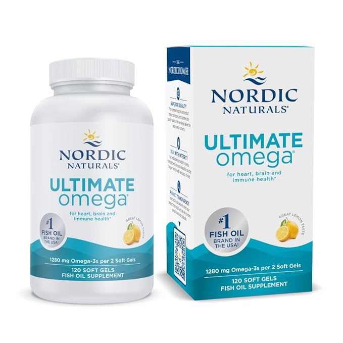 Nordic Naturals Ultimate Omega 3 Softgels | Omega 3 1280 Mg EPA & DHA Supplement For Men & Women | High-Potency Omega 3 Supplement | Lemon| Fish Oil 120 Softgels,2 count,120 capsules