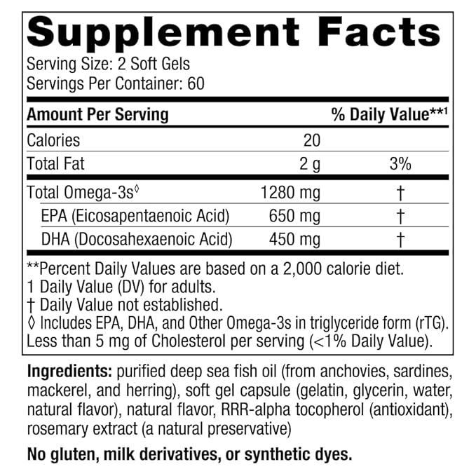 Nordic Naturals Ultimate Omega 3 Softgels | Omega 3 1280 Mg EPA & DHA Supplement For Men & Women | High-Potency Omega 3 Supplement | Lemon| Fish Oil 120 Softgels,2 count,120 capsules