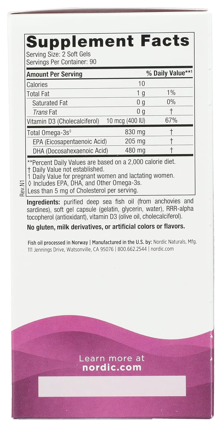 Nordic Naturals Prenatal DHA 830mg, 180 Softgels