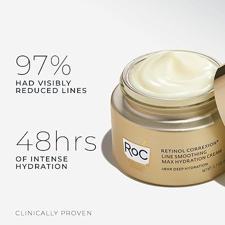 RoC Retinol Correxion Max Daily Hydration Anti-Aging Cream For 24-Hour Deep Hydration, Advanced Anti-Wrinkle Moisturizer Made With Retinol & Hyaluronic Acid, 1.7 Oz