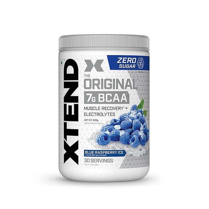 Xtend Bcaas Powder For Adults(Pre-Workout, 7G Bcaas, 0G Carbs,Sugar & Calories, 3.5 Leucine, 2.5G L-Glutamine, 1G Citrulline Malate) - 402 Gm, 30 Servings (Blue Raspberry)