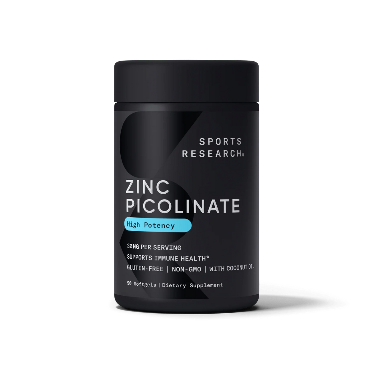 Sports Research High Potency Zinc Picolinate 30mg with Organic Coconut Oil Highly Absorbable Zinc Supplement for Healthy Immune & Enzyme Function - Non-GMO Tested & Gluten-Free (90 Liquid Softgels) Brand: Sports Research